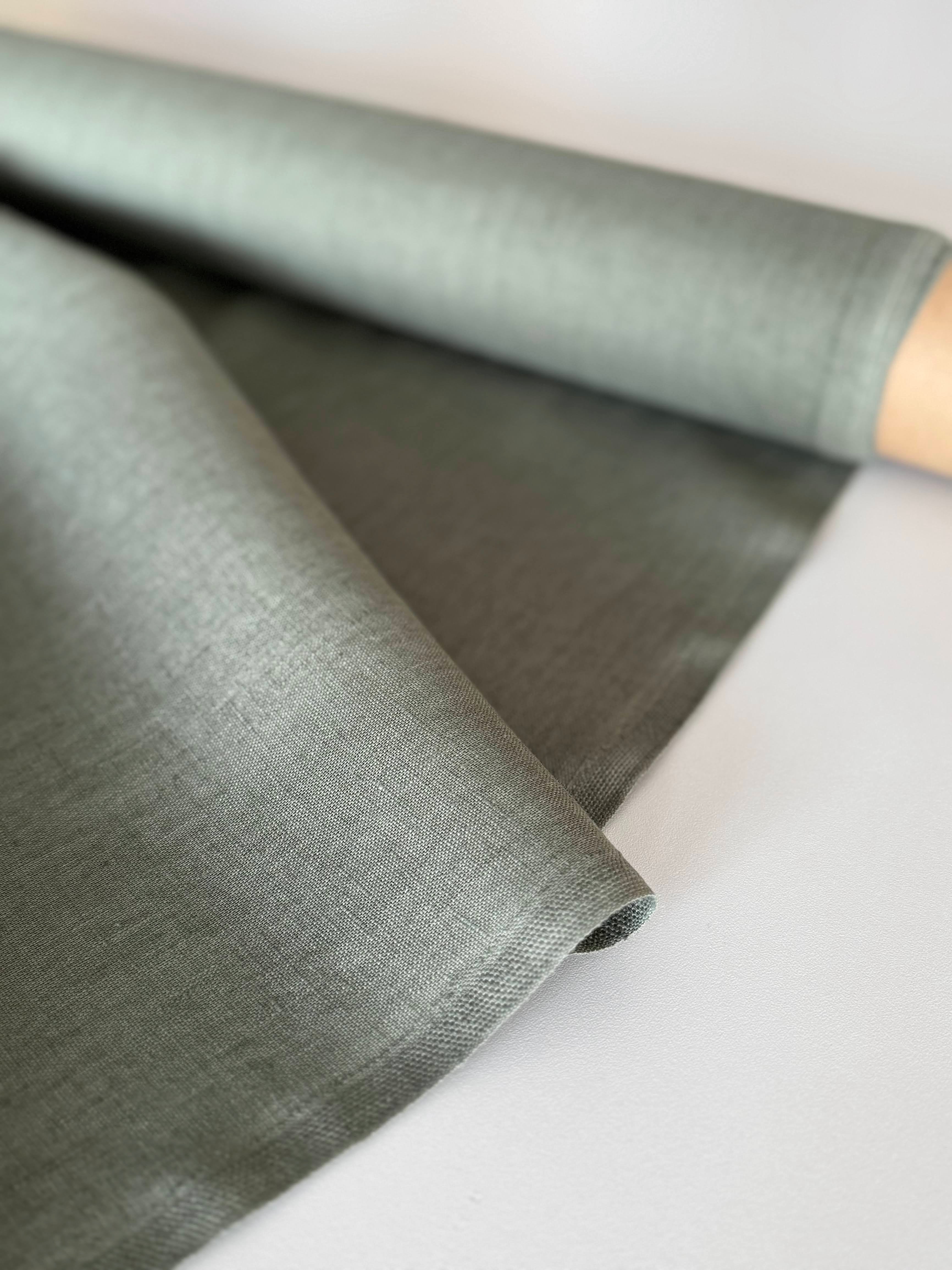 Green linen fabric by meter or yard | SAND SNOW LINEN – Sand Snow Linen