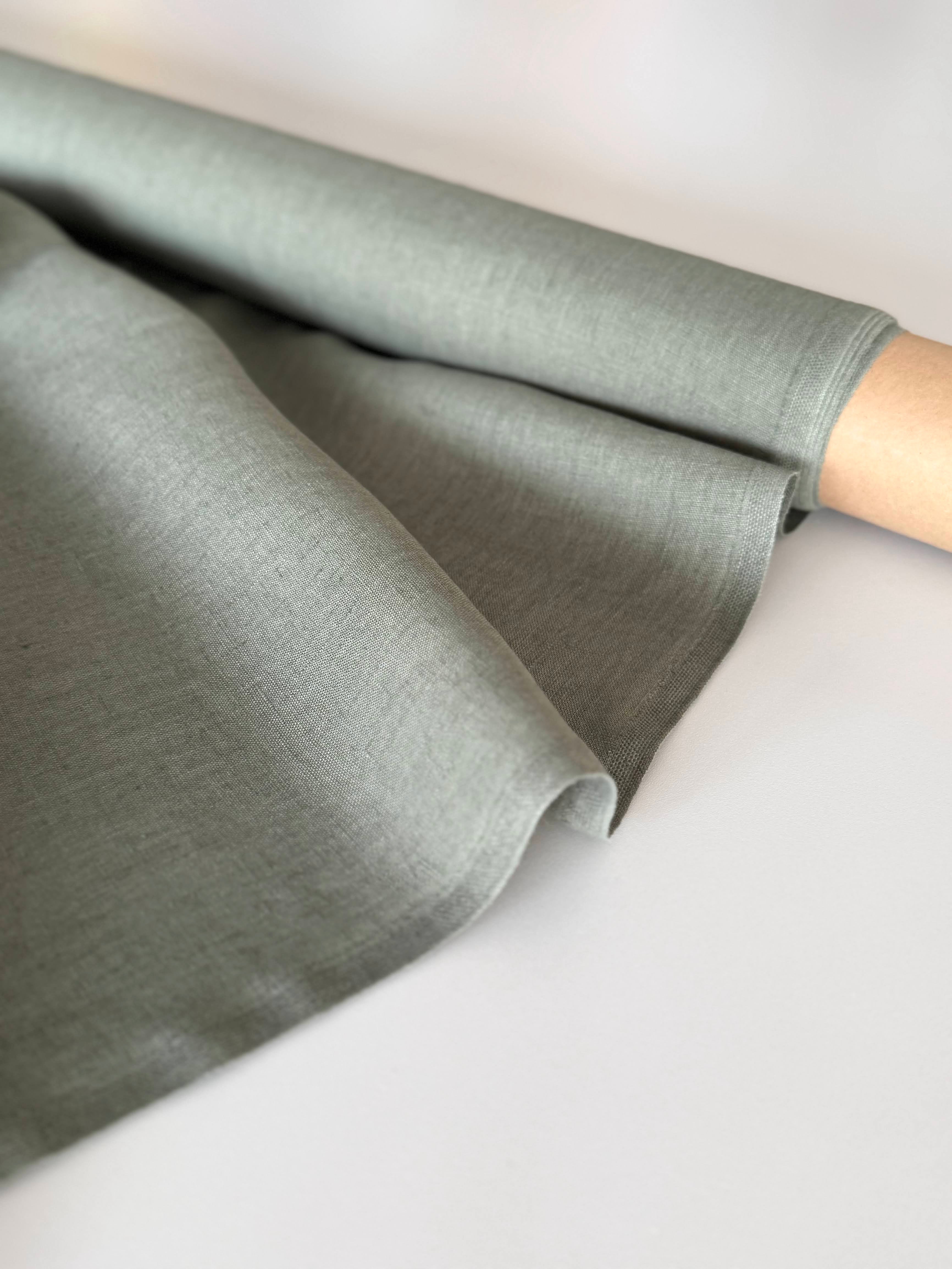Safari green linen fabric