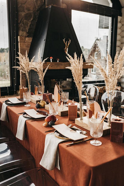 rusty linen tablecloth