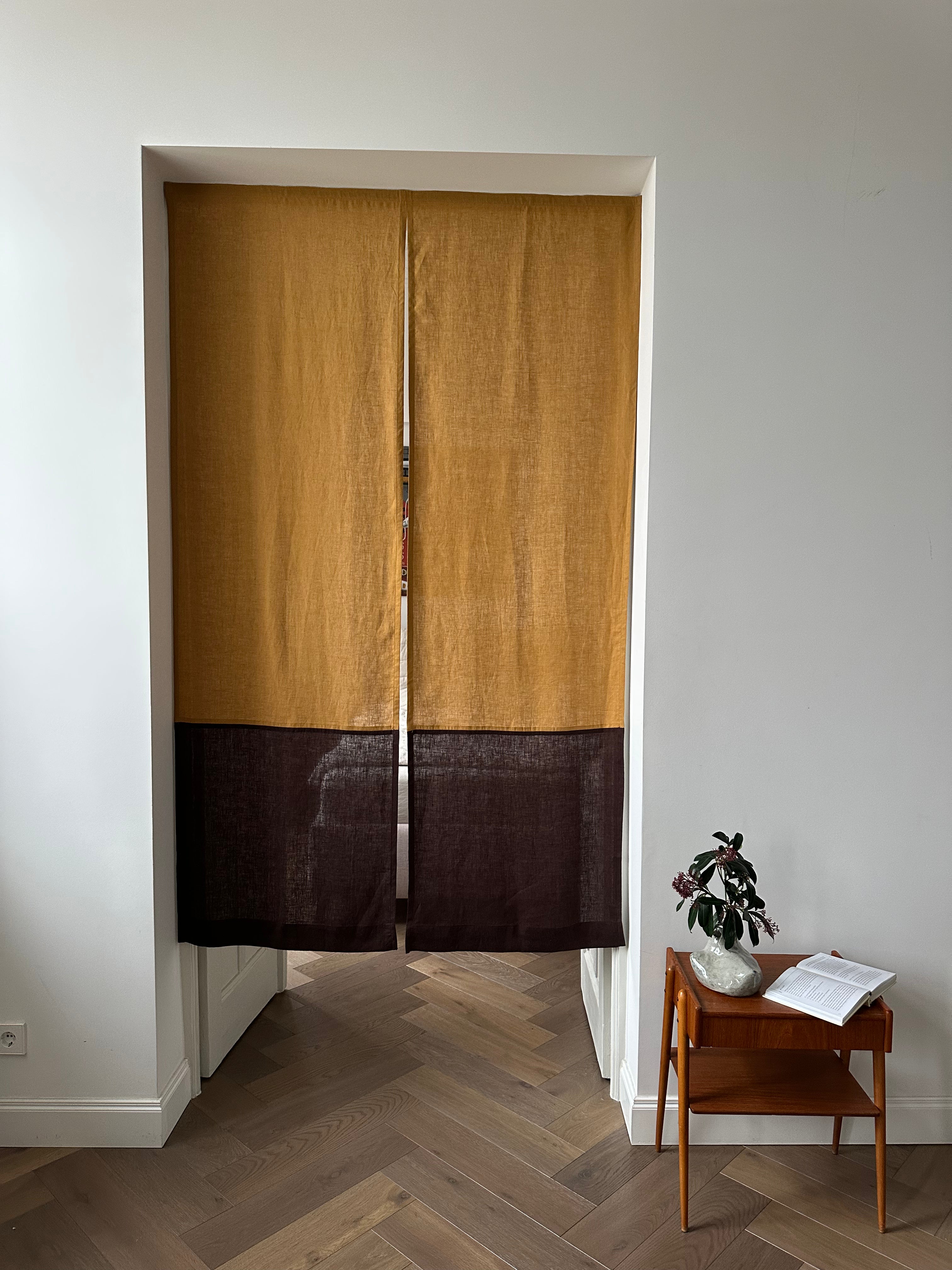 linen color block noren curtain
