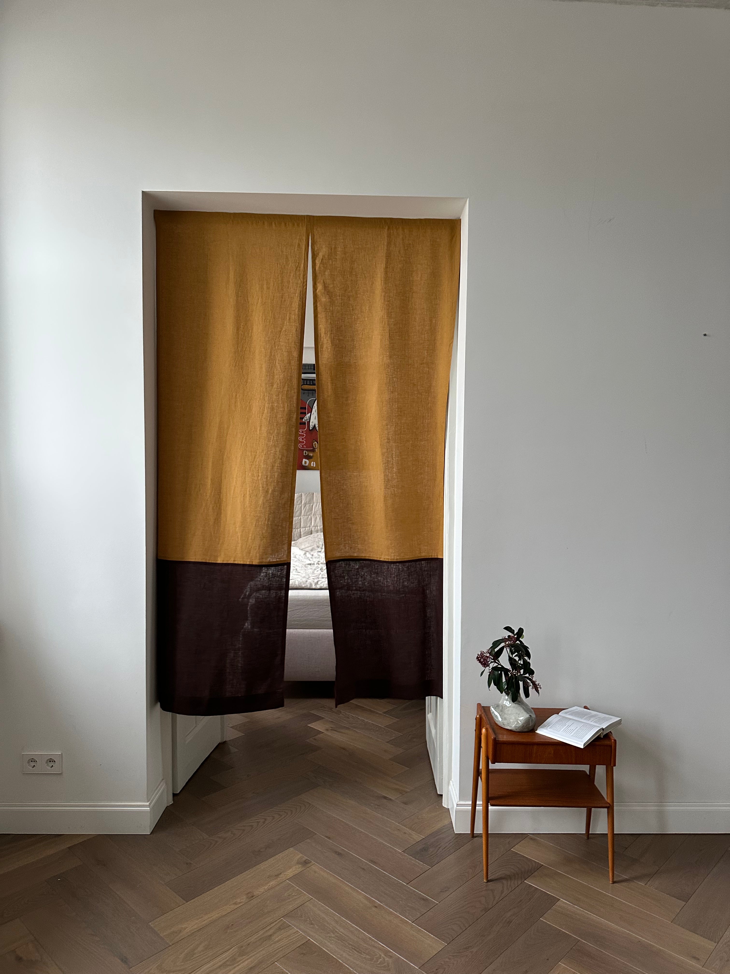 linen color block noren curtain