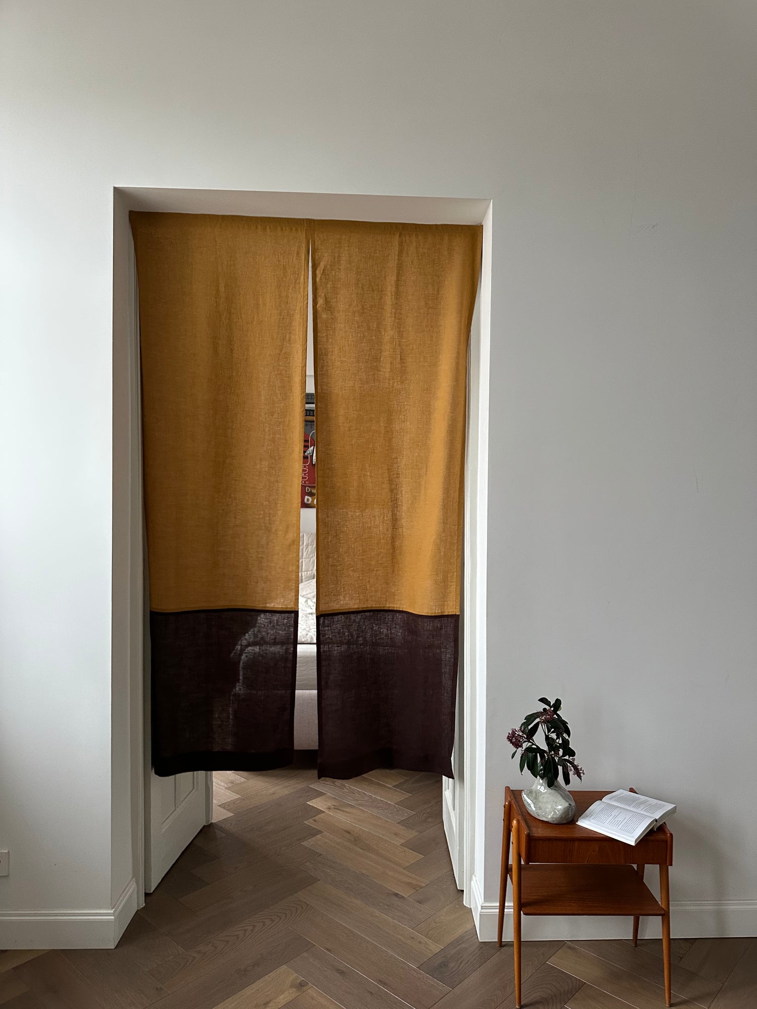 linen color block noren curtain