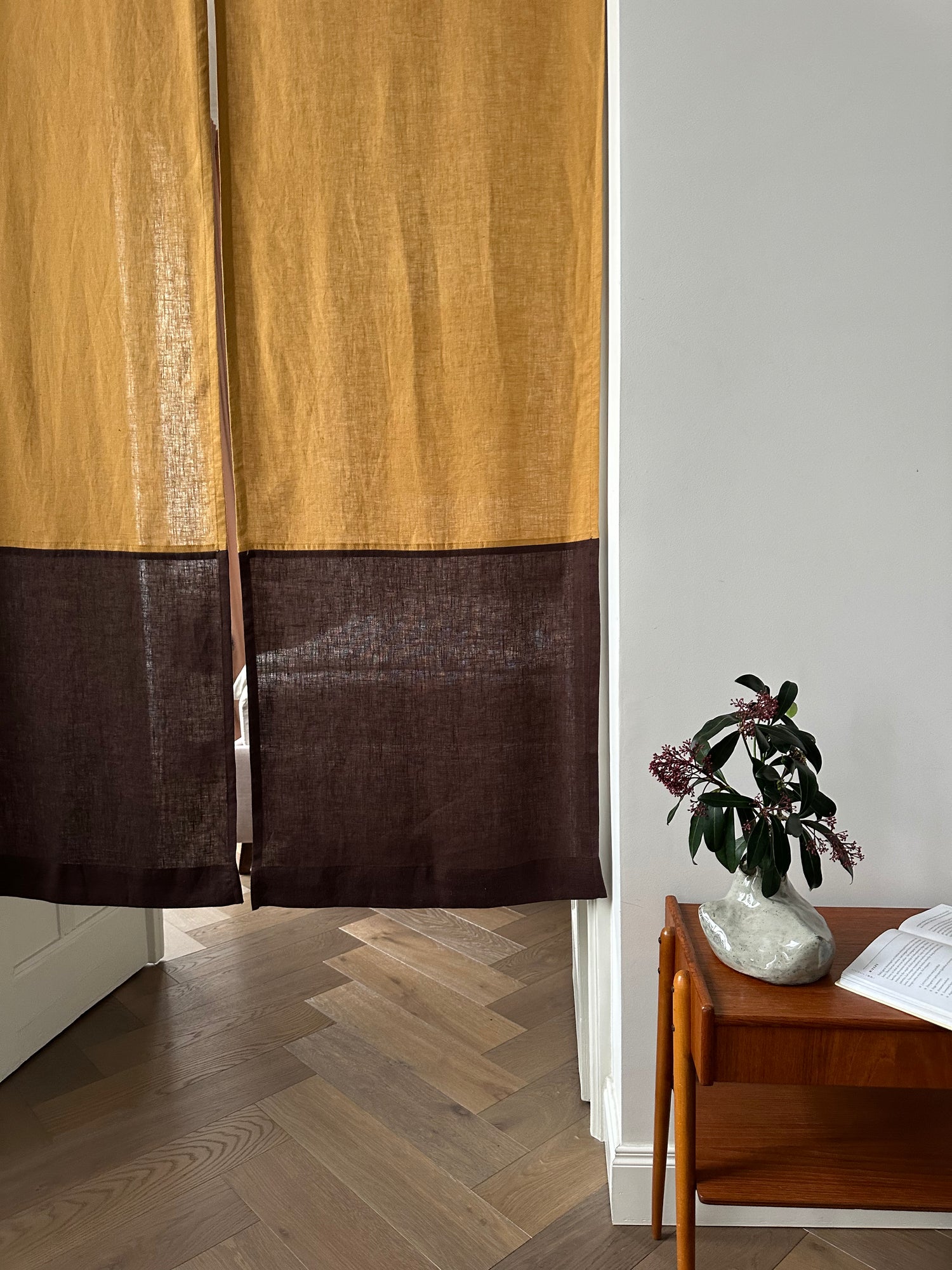 linen color block noren curtain