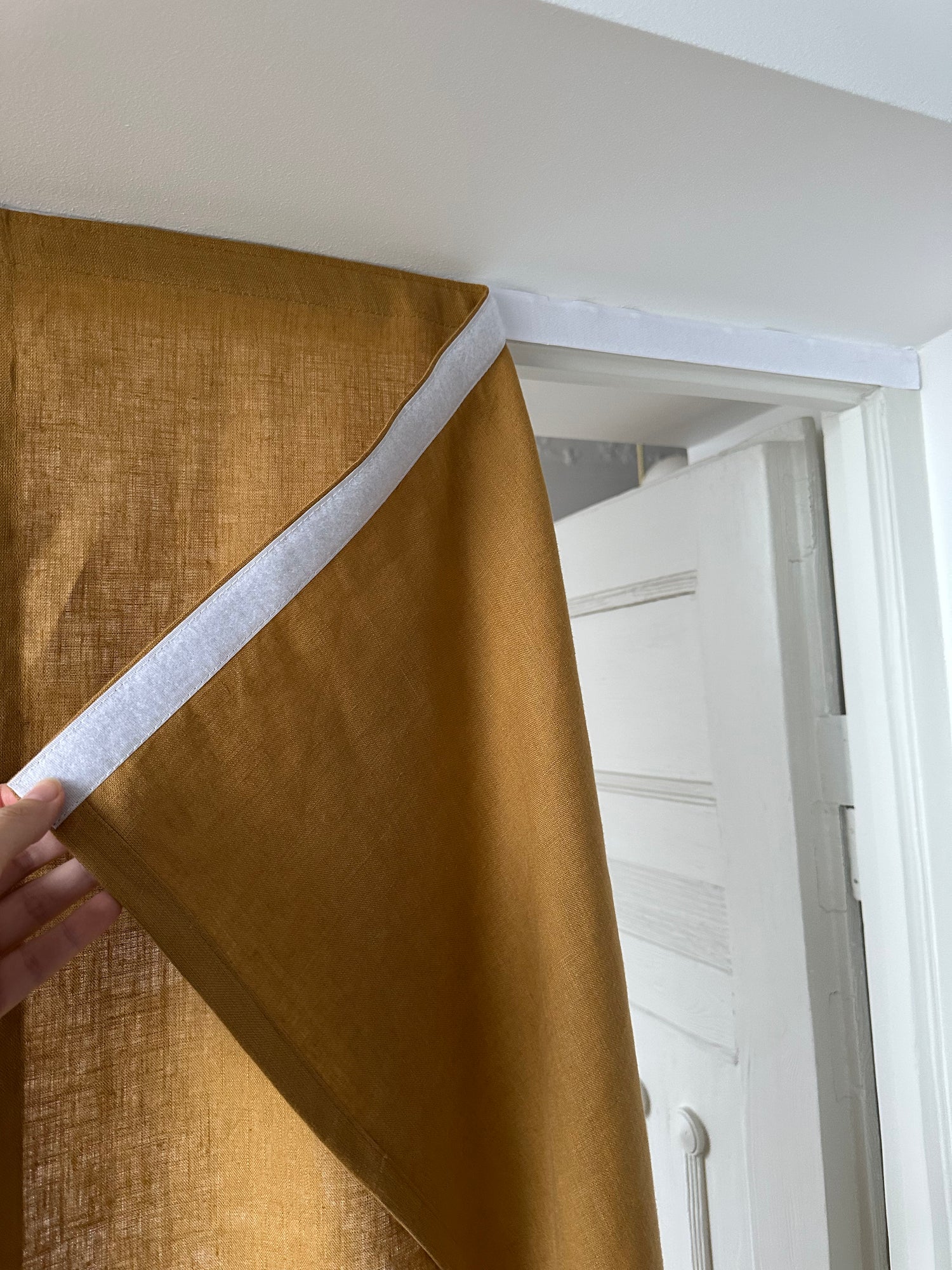 linen color block noren curtain