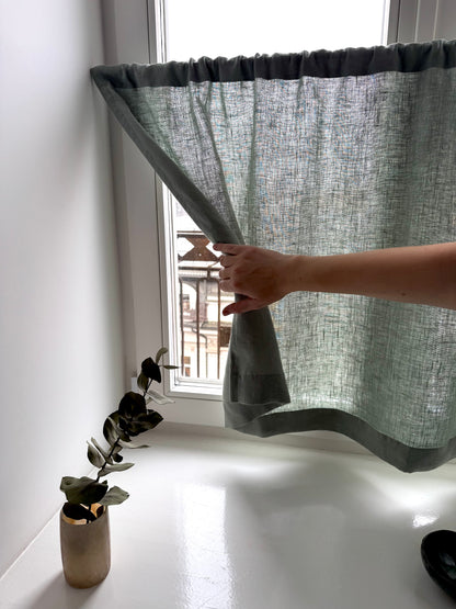 green linen cafe curtain
