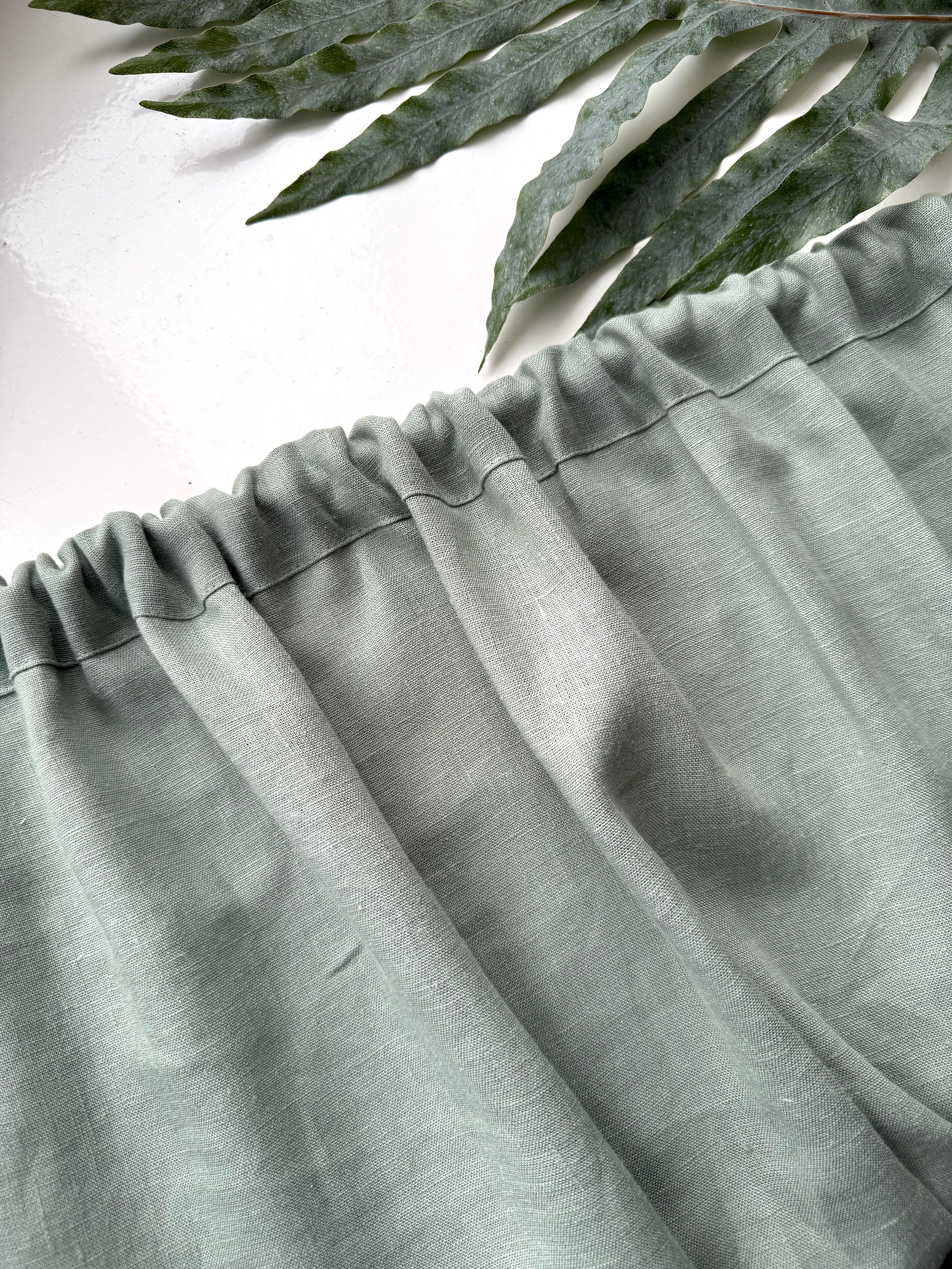 green linen cafe curtain