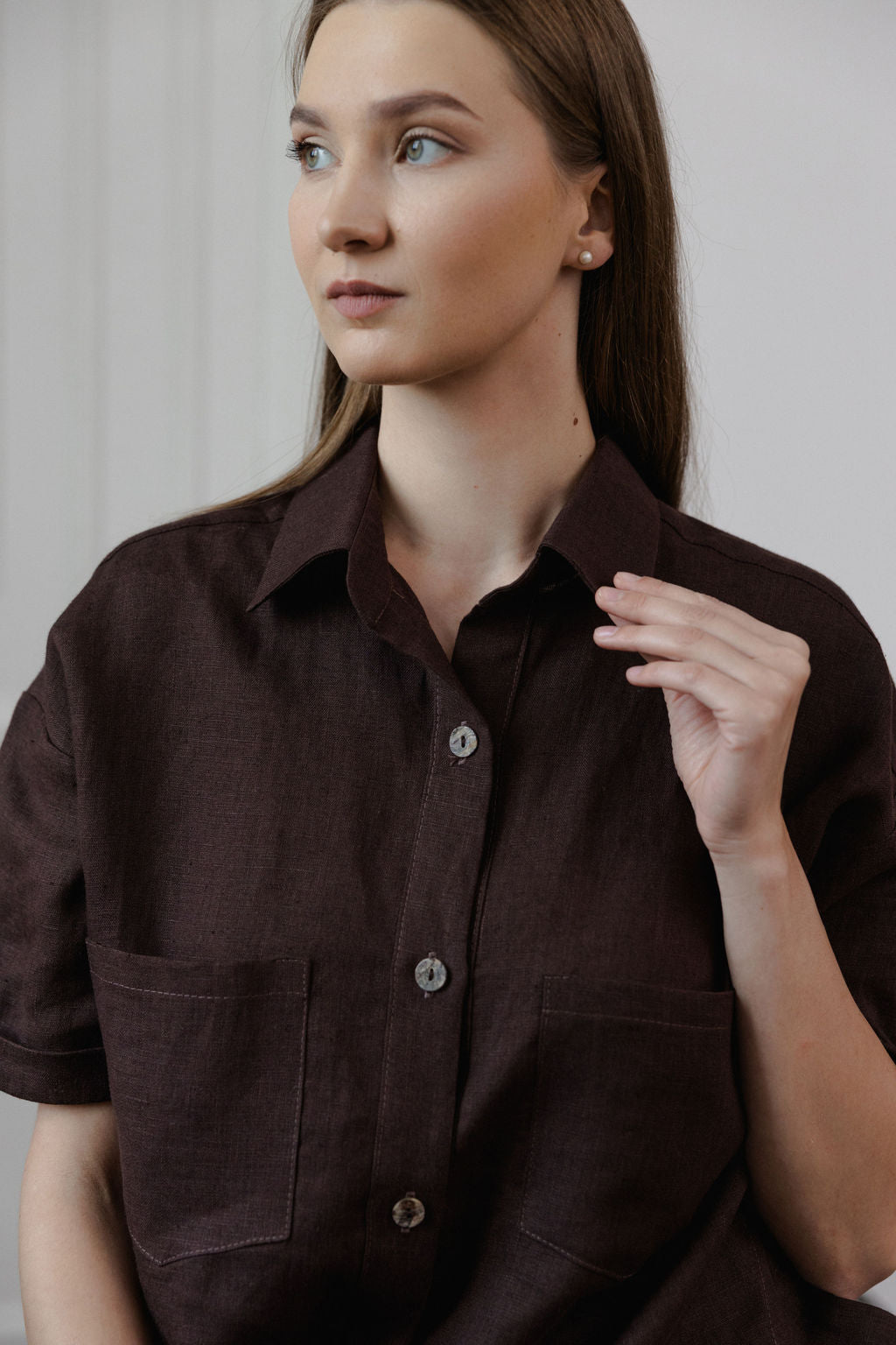 Chocolate Brown Linen Shirt