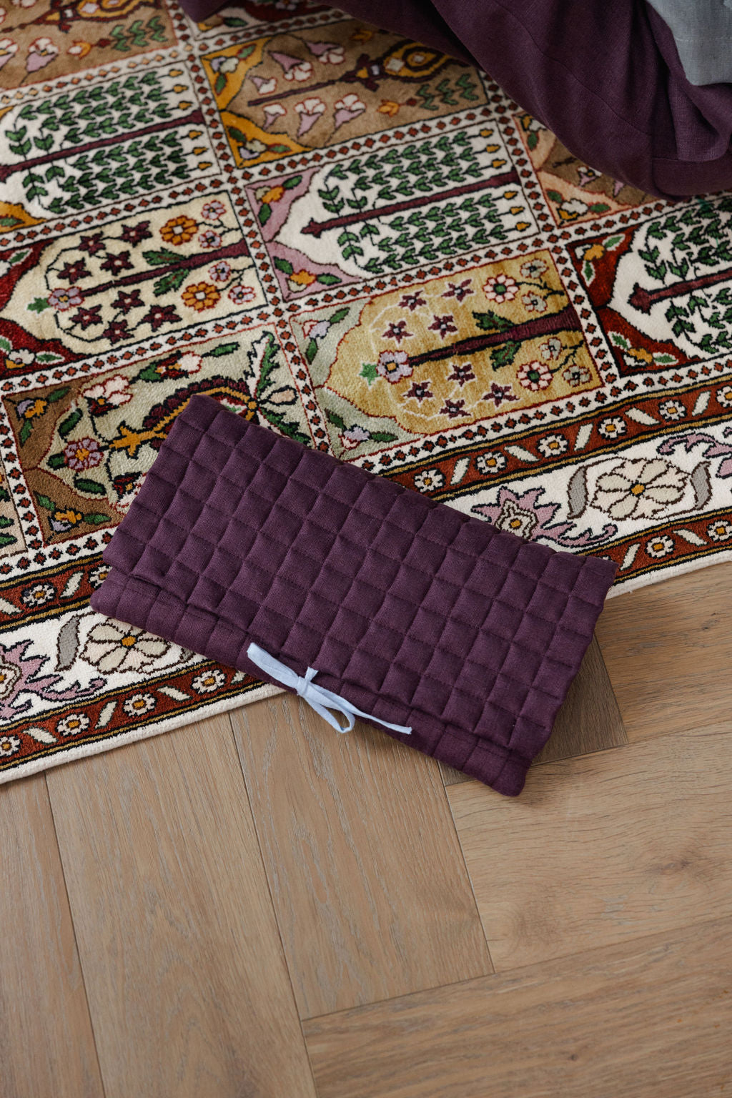 Linen Quilted Baguette Shoulder Bag