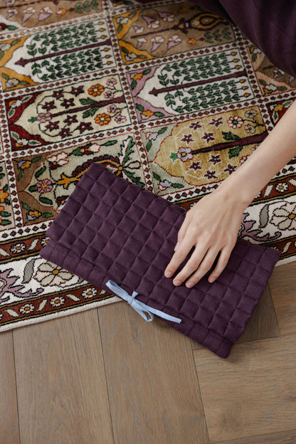 Linen Quilted Baguette Shoulder Bag