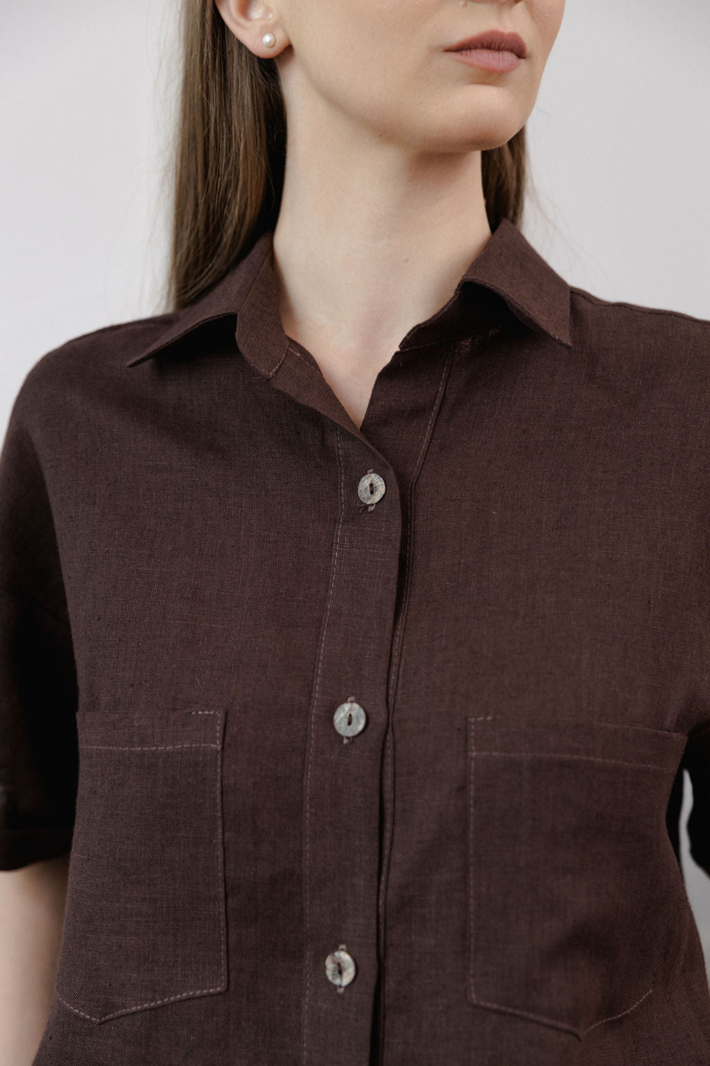 Chocolate Brown Linen Shirt