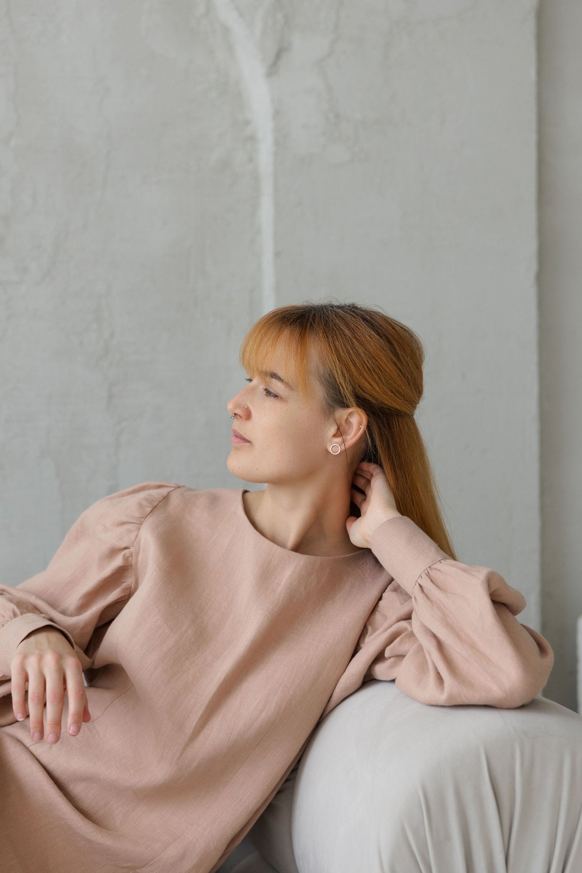 linen dress with puff sleeves