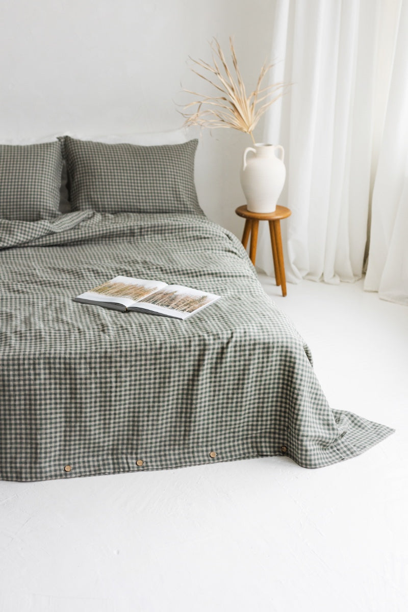gingham linen bedding set