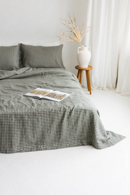 gingham linen bedding set