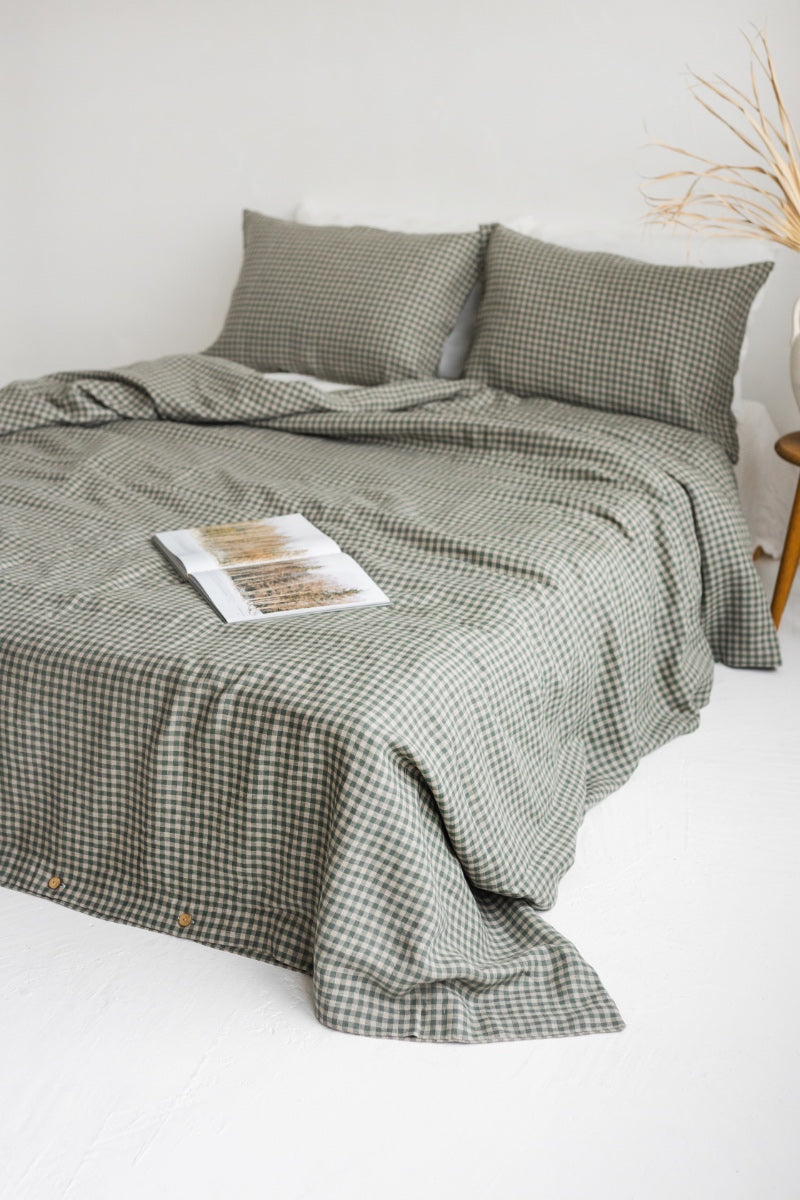 gingham linen bedding set