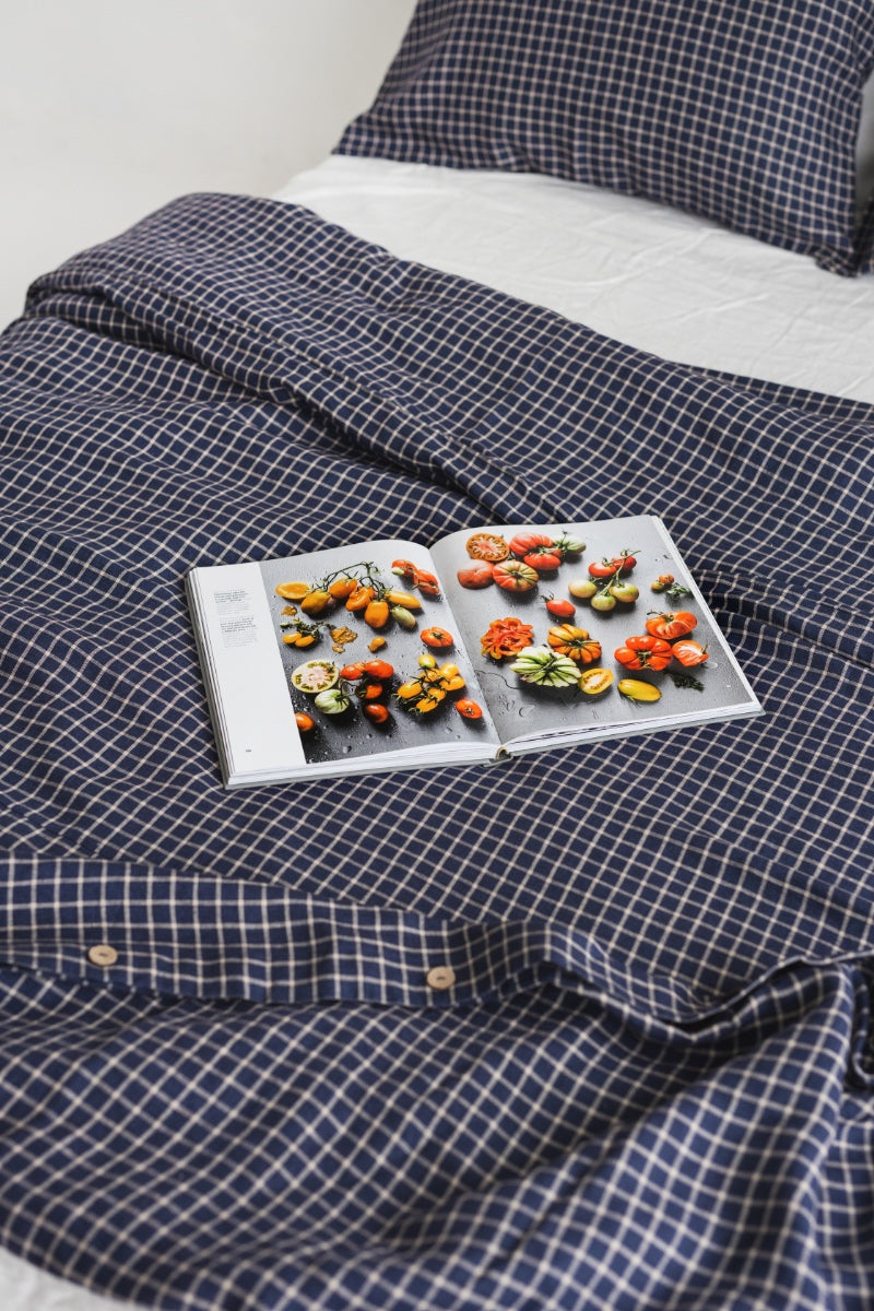 Blue linen bedding