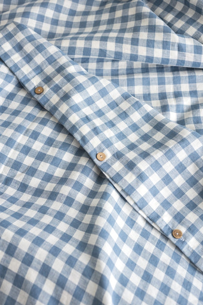 Gingham linen bedding set