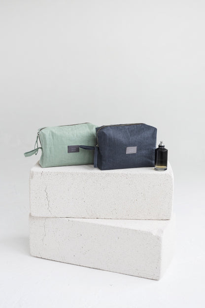 linen makeup bag