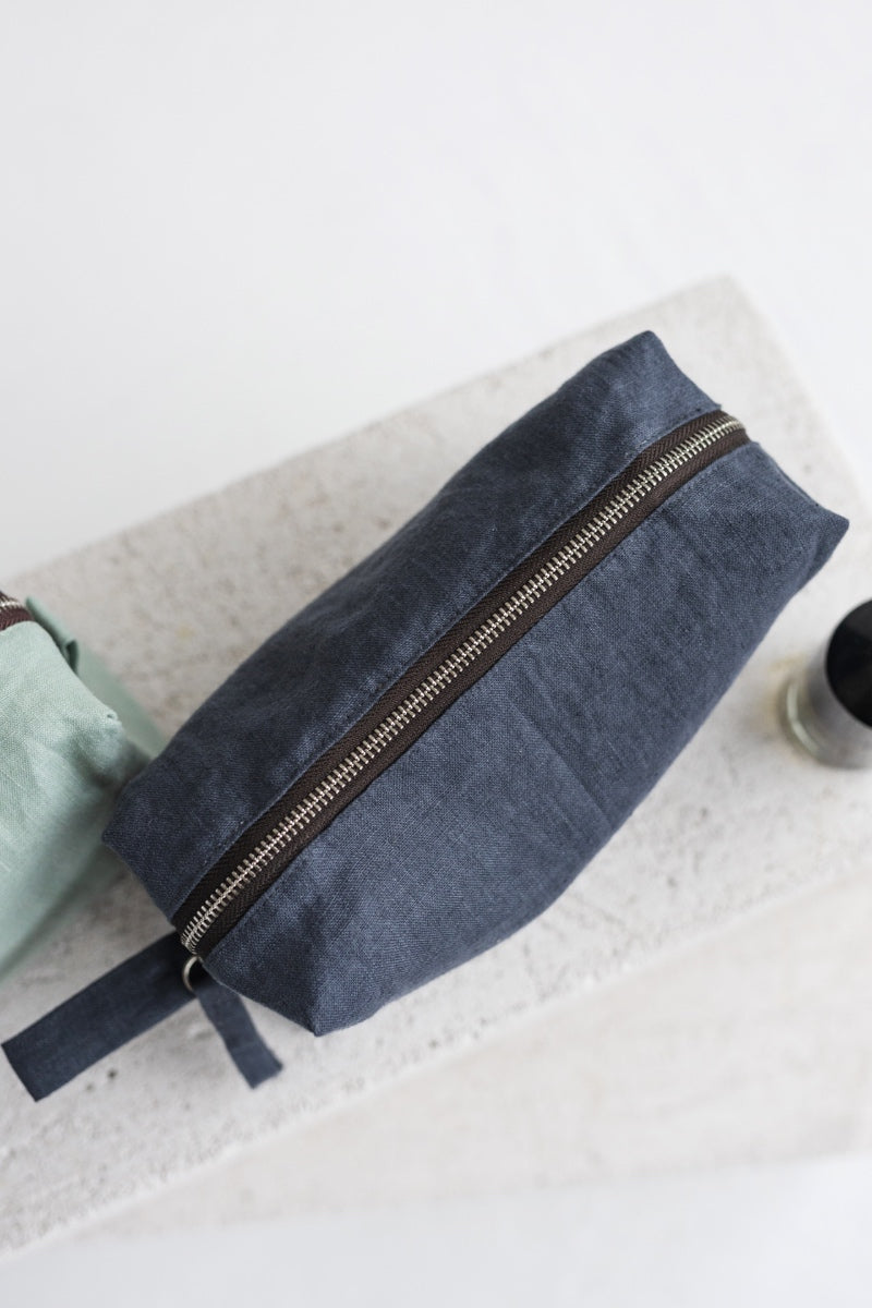 linen makeup bag