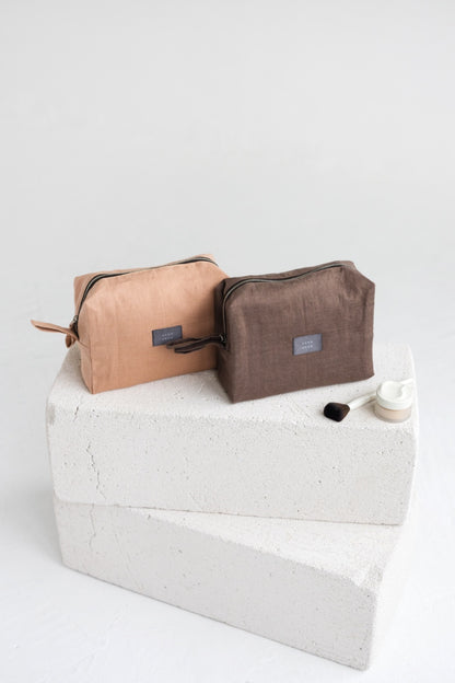 linen makeup bag