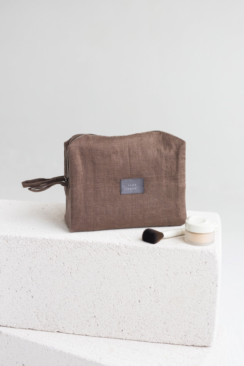 linen makeup bag