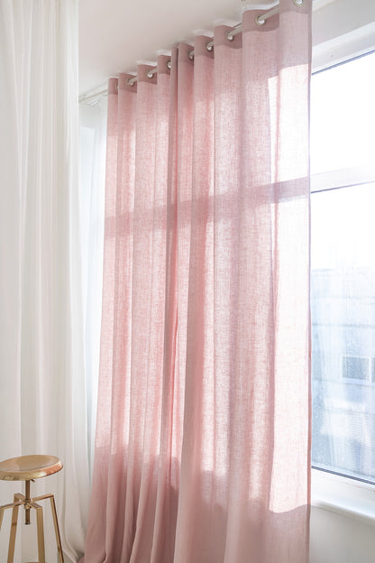 pink linen curtain