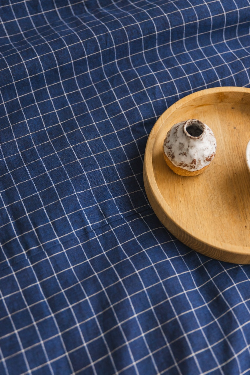 navy blue linen bedding