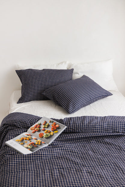 Blue linen bedding