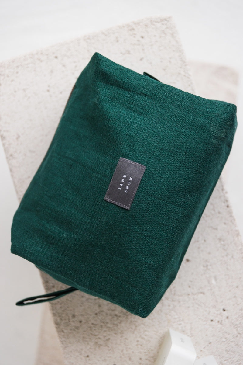 linen makeup bag