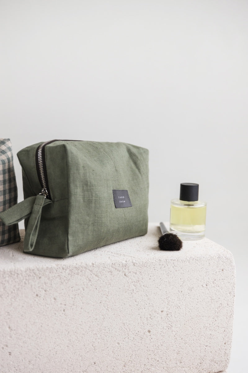 linen makeup bag