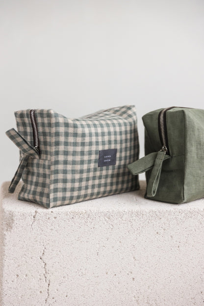 linen makeup bag