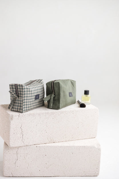 linen makeup bag