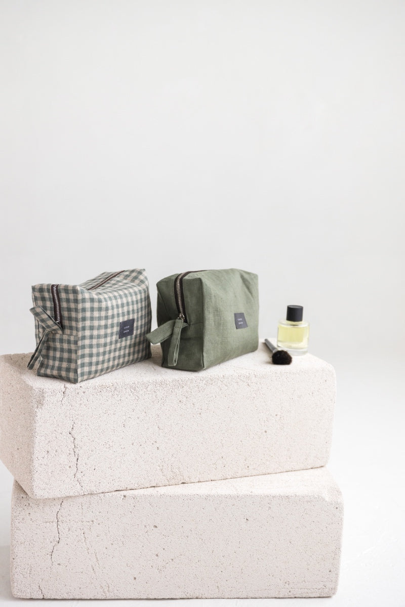 linen makeup bag