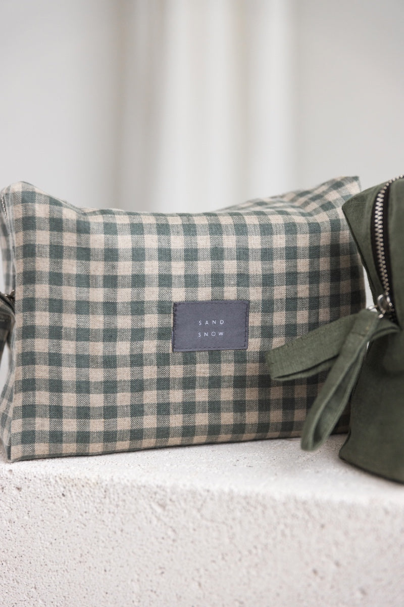 linen makeup bag