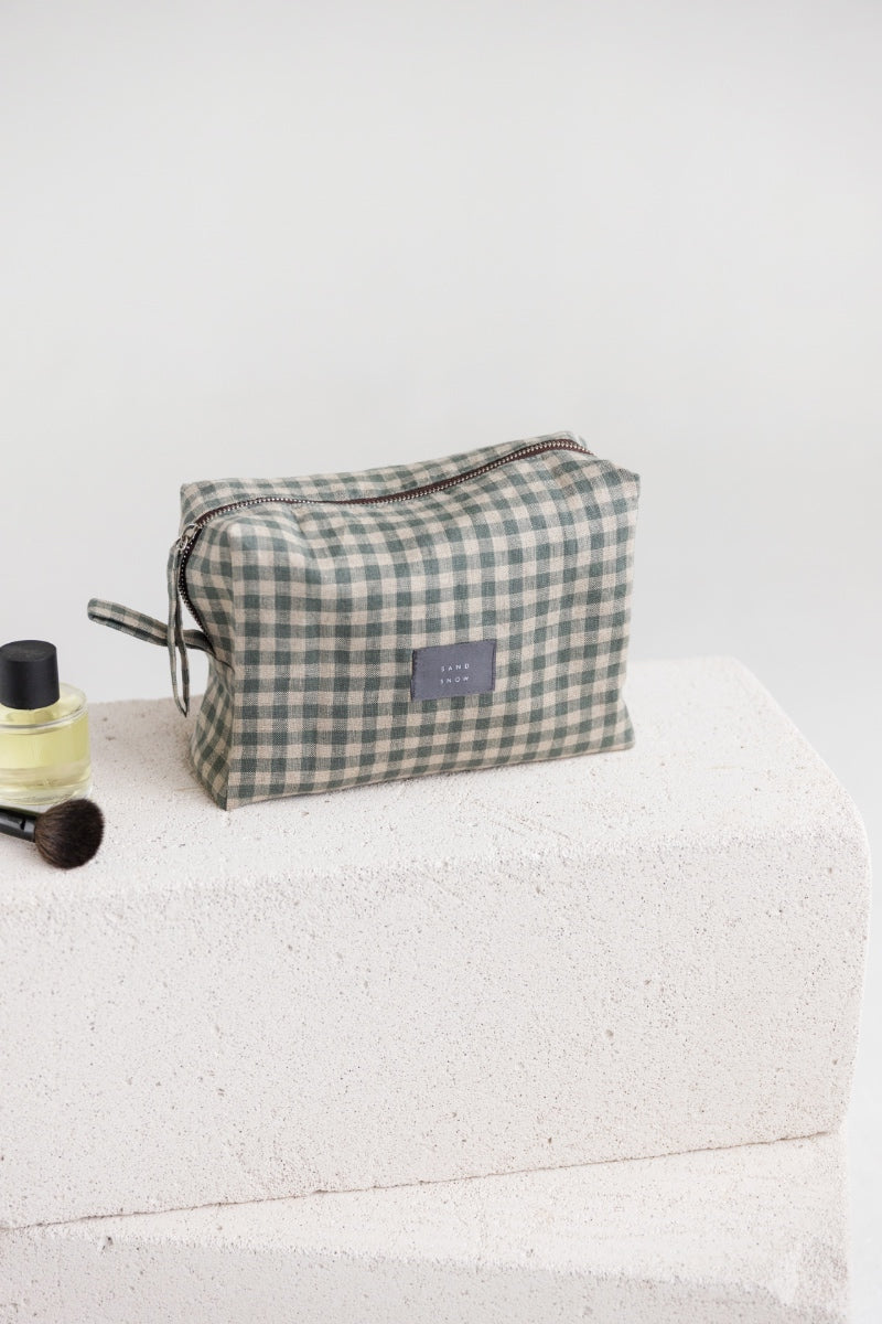 linen makeup bag