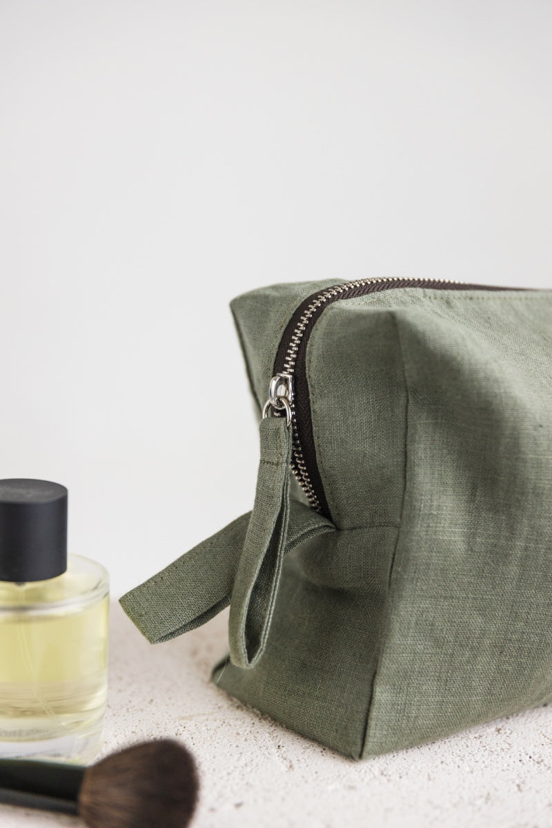 linen makeup bag