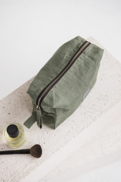 linen makeup bag