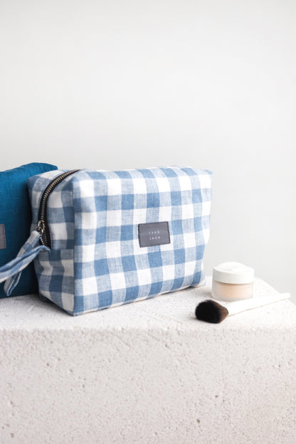 linen makeup bag