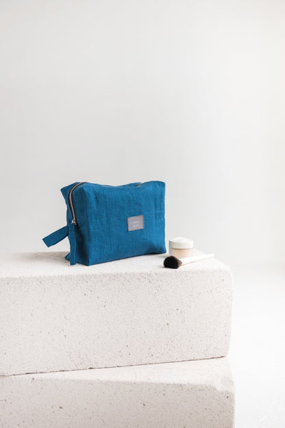 linen makeup bag
