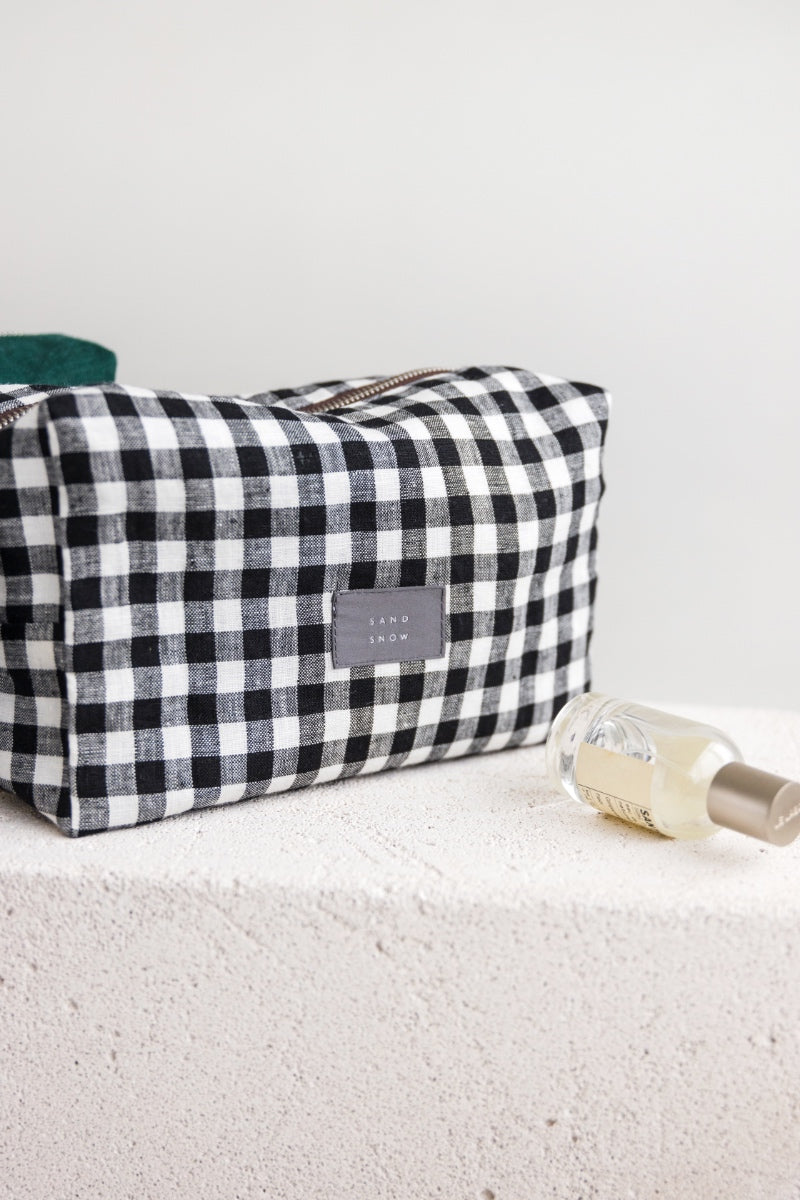 linen makeup bag