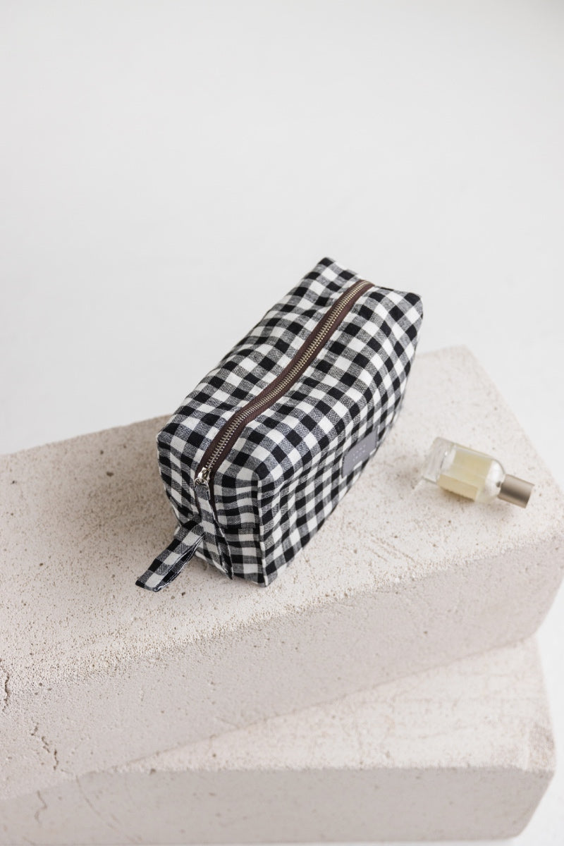 linen makeup bag