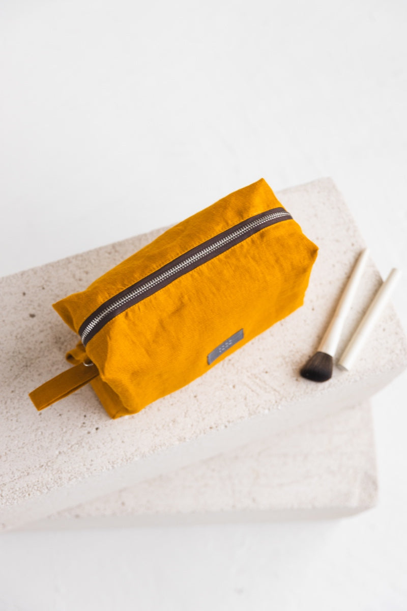 linen makeup bag