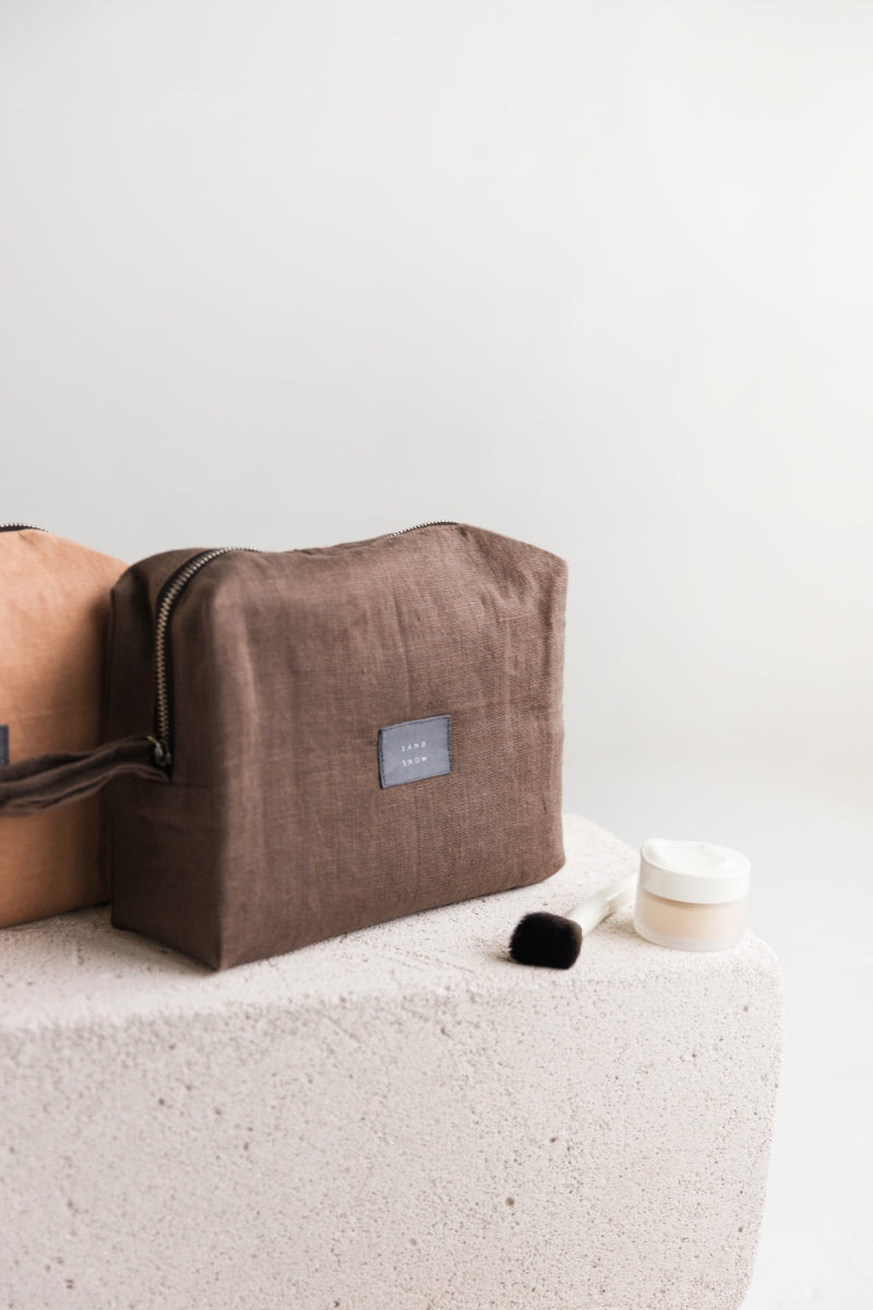 linen makeup bag