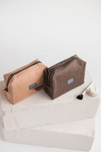 linen makeup bag