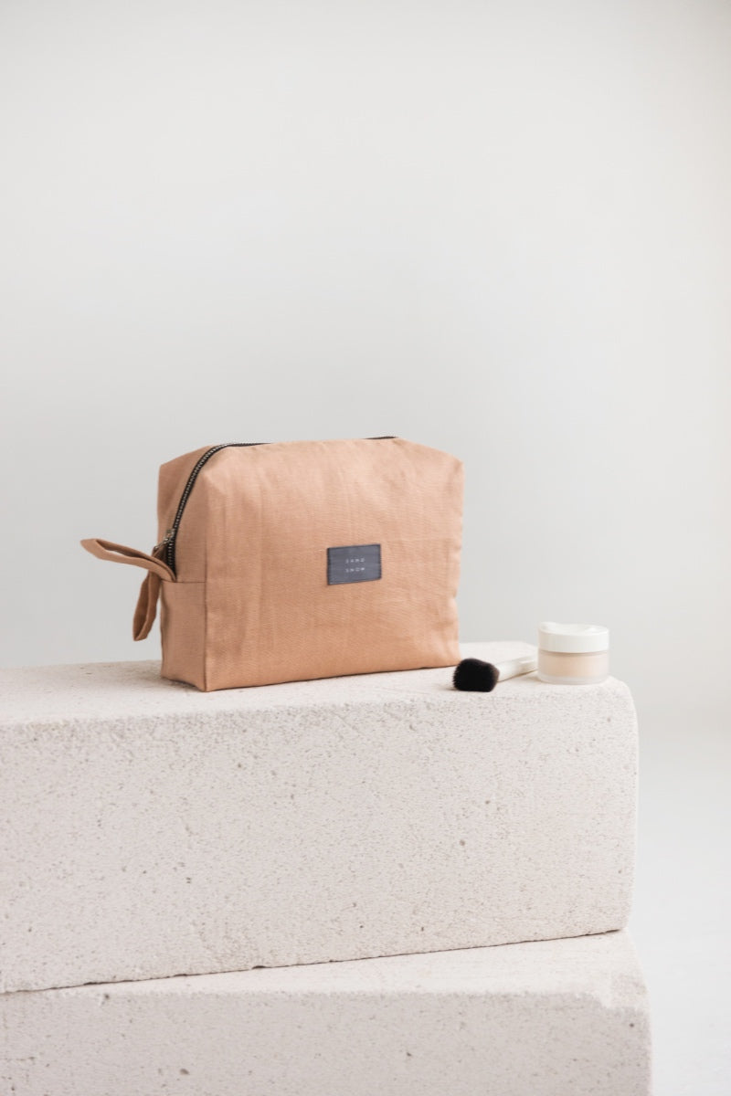 linen makeup bag