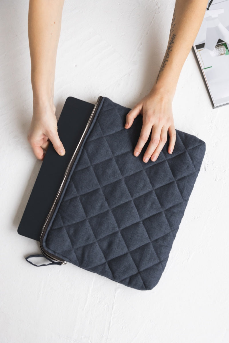 Coal Gray Linen Computer Case | SAND SNOW LINEN – Sand Snow Linen