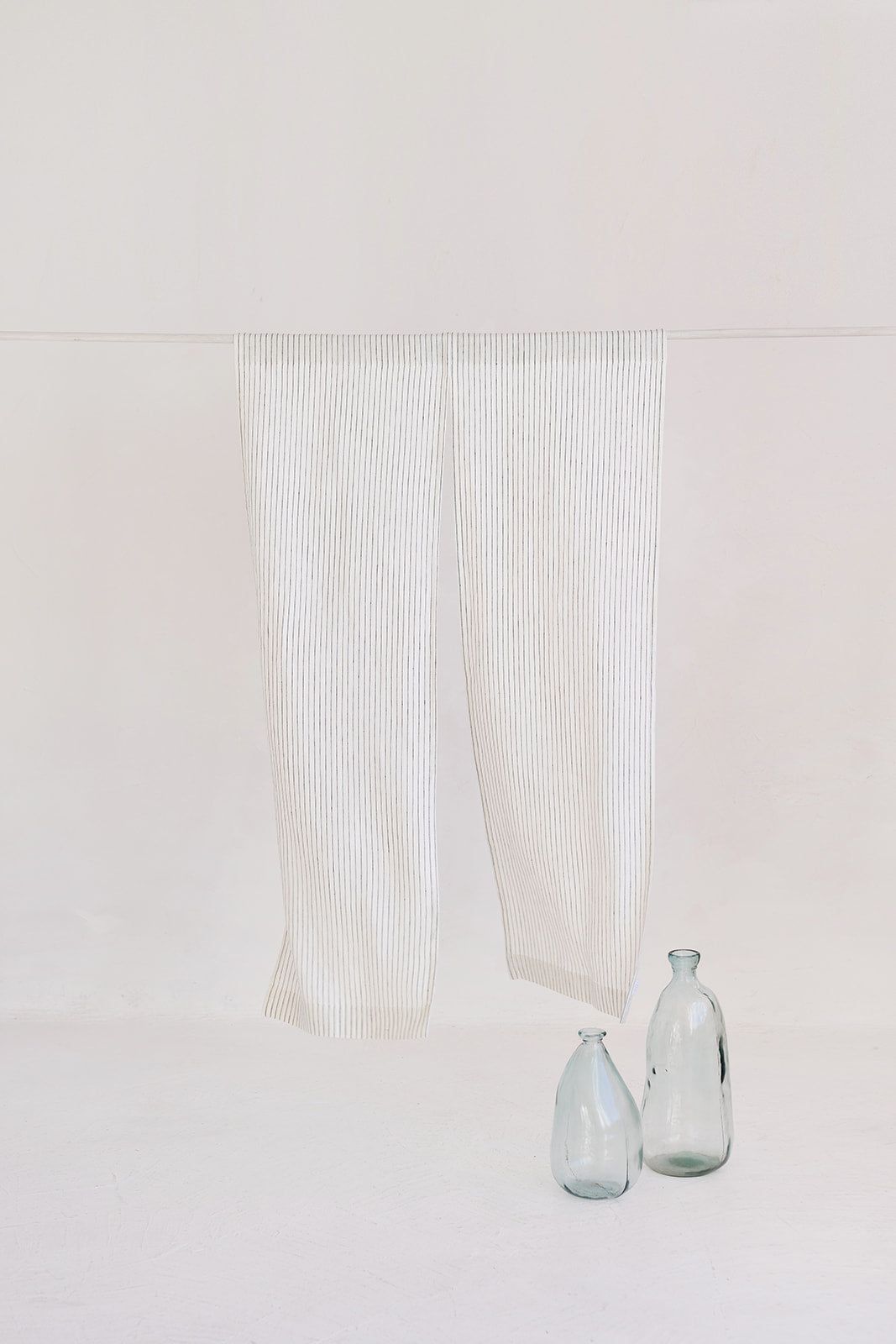Milky White Pinstripe Linen Japanese Noren Curtain