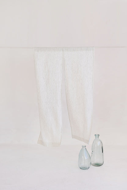 Milky White Pinstripe Linen Japanese Noren Curtain