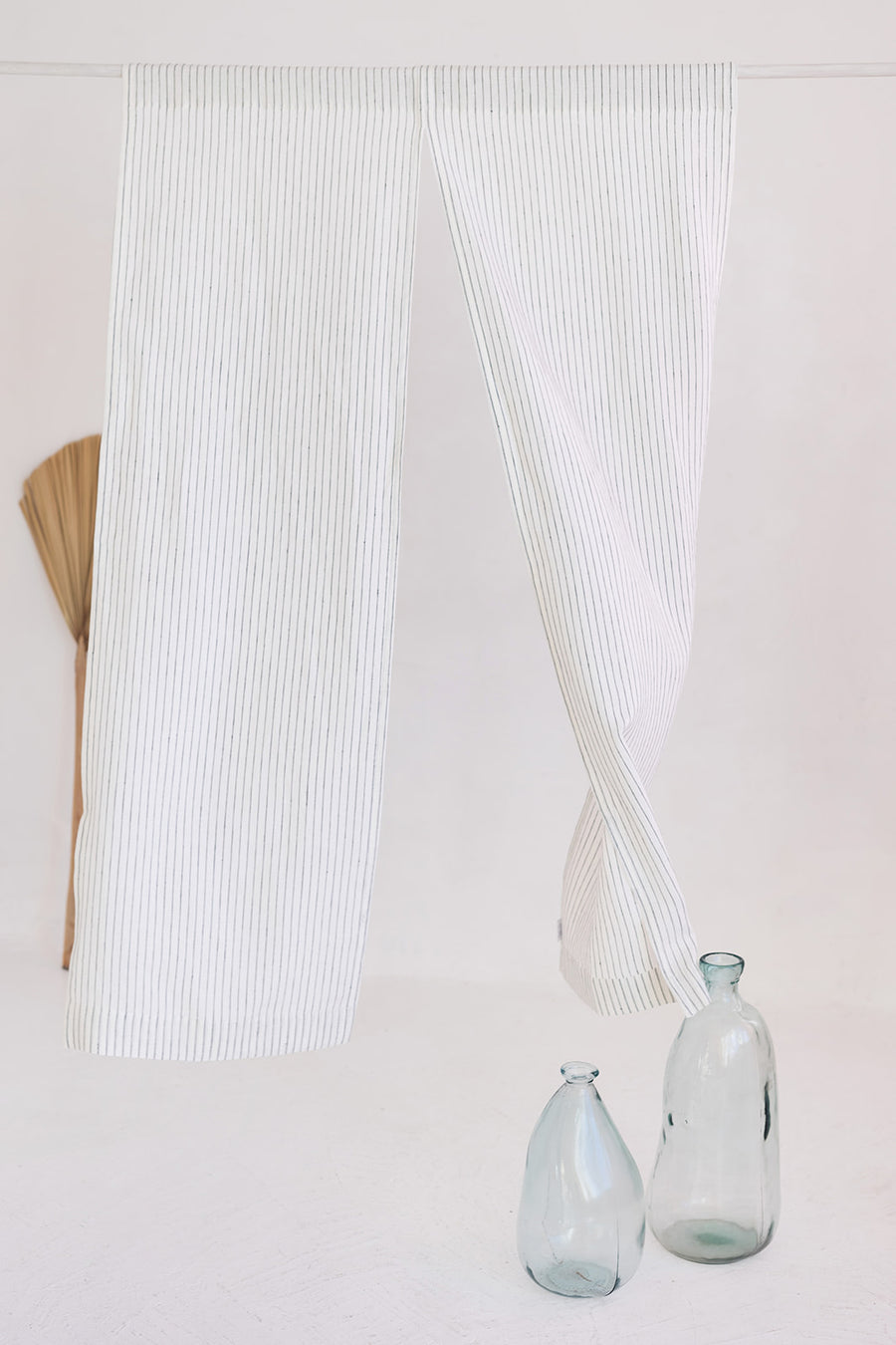 Milky White Pinstripe Linen Japanese Noren Curtain