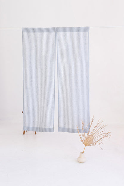 Ash Gray Pinstripe Linen Japanese Noren Curtain
