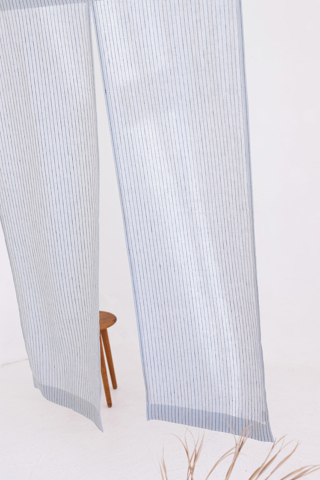 Ash Gray Pinstripe Linen Japanese Noren Curtain